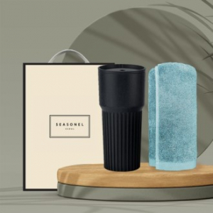 시즈넬 선물세트 커피가루 텀블러 709ml + 향균 타올
