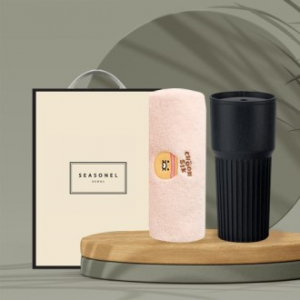 시즈넬 선물세트 커피가루 709텀블러+카카오 코마사타올