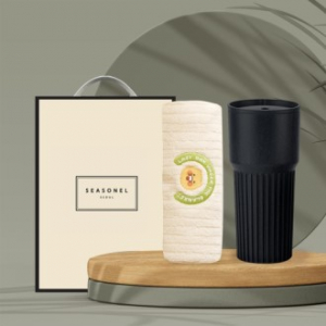 시즈넬 선물세트 커피가루 텀블러 709ml + 카카오 모달 30수 타올