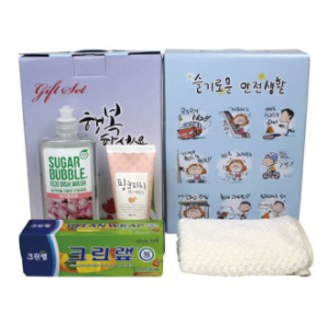 슈가버블 친환경 주방세제+크린랩+과일나라 핸드에센스+고리 핸드타올 4종세트 케이스 선택