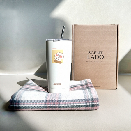 센트라도 국산 항공담요+카카오 춘식이 빨대 스텐 텀블러 580ml 세트 #3