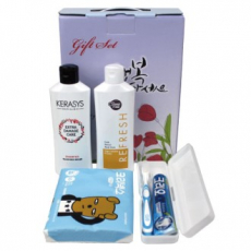 크리오 여행용치약칫솔세트+케라시스 샴푸+샤워메이트 바디워시+카카오여행티슈 4종 세트