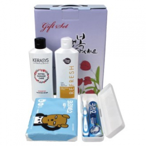 크리오 여행용치약칫솔세트+케라시스 샴푸+샤워메이트 바디워시+카카오여행티슈 4종 세트