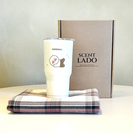 센트라도 국산 항공담요+카카오 춘식이스탠다드 스텐 텀블러 600ml 세트 #3