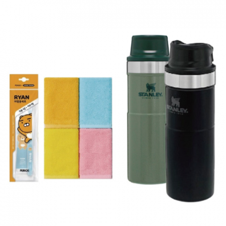 스탠리 트리거액션 머그 473ml + 카카오 양치세트 + 국산 핸드타올 3종세트
