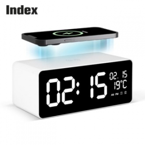 인덱스 15W 고속무선충전 캘린더 알람시계/무선충전시계