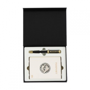 블랙 다이아 볼펜  곤룡포 나전 한지 가죽 여권지갑