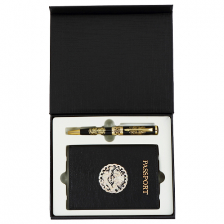 곤룡포 금장 볼펜 나전칠기 한지가죽 여권지갑 #2