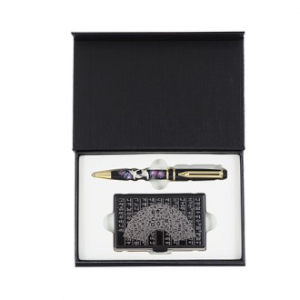 송학나전 볼펜  훈민한글 부채 금속 명함 케이스