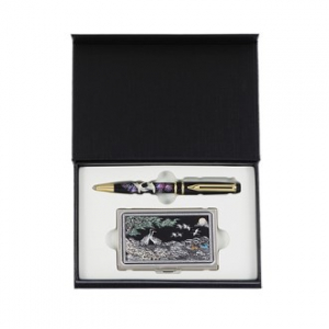 외국인 선물 송학 자개 볼펜 명함케이스