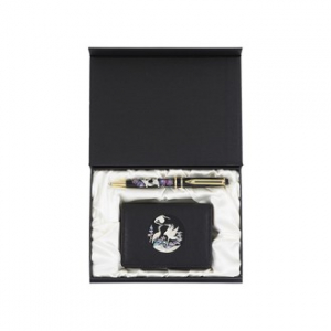 송학나전 볼펜 송학나전 한지 가죽 명함지갑