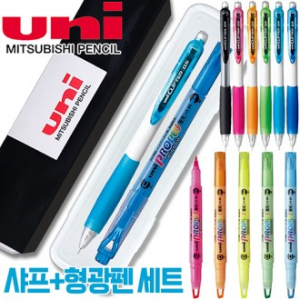 uni 클리프터 샤프 (0.5) + 프로퍼스 윈도우 형광펜 세트