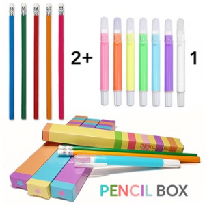 원형 지우개연필 + 슬림 회전지우개 2+1세트(펜슬박스)