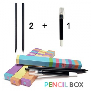 흑목 원형연필 + 슬림 회전지우개 2+1세트(펜슬박스)