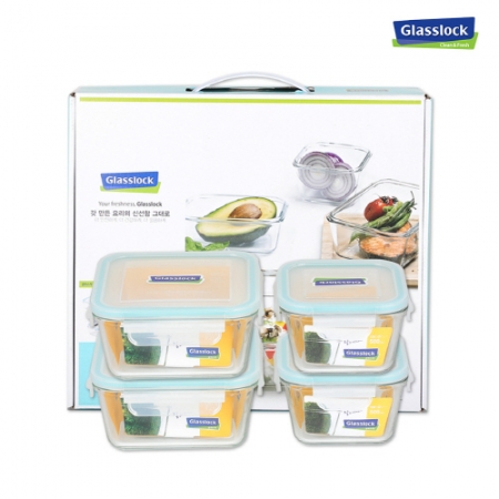 [글라스락] 정사각 차곡 혼합 4조 밀폐용기 #2