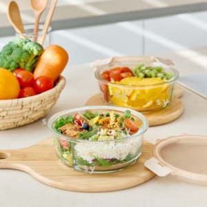 [리히텐] 나눔 3칸 내열유리 밀폐용기 950ml*2종