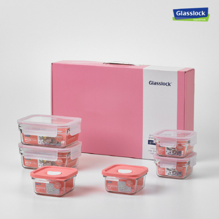 글라스락 스마트 혼합6조 밀폐용기 핑크 #2