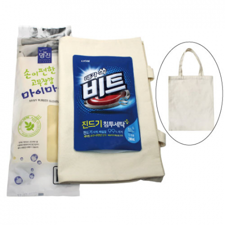 에코백 장바구니 + 고무장갑 + 비트 액체세제 3종세트 #2