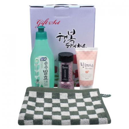 복분자 천일염 + 체스 핸드타올 + 참그린 주방세제 + 과일나라 핸드에센스 4종세트 #2