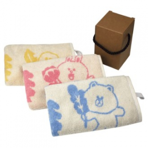 라인프렌즈 포레스트 선염 세면타올, 핸드타올, 주방타올 40x80cm