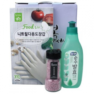 복분자 천일염 + 참그린 주방세제 + 니트릴 다용도 장갑3종 세트