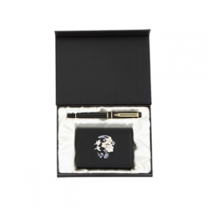 수성 볼펜  매화 나전 한지 비건가죽 명함지갑