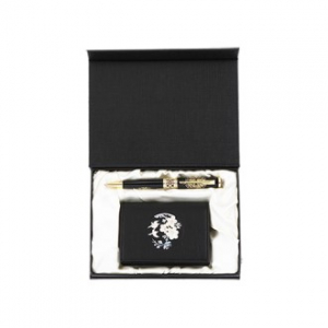 곤룡포 볼펜  매화 나전 한지가죽 명함지갑