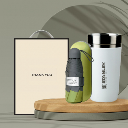 시즈넬 선물세트 스탠리 고진공 둥근텀블러 + 5단 양우산 #2