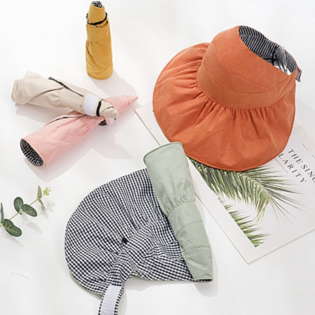 양면 체크 파스텔 돌돌이 썬캡, 자외선 차단모자, 썬캡모자, 여름모자, 농사모자, 여성썬캡, 선캡, 햇빛 차단모자, 돌돌이모자썬캡, 밭일모자 #2