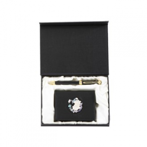 고급 금장 볼펜  목단 나전한지 가죽 명함지갑