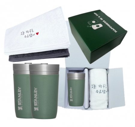 스탠리 고 진공 보온보냉 텀블러 473ml 그린 + 송월 영신 40수 코마사 오수타올 해피니스세트 #3