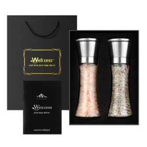 쉐프의 소금 웰세스 그라인더 선물세트 WG-242SH, 히말라야핑크솔트 핑크소금 허브솔트 그라인더 명절 근로자의날 창립기념 선물세트