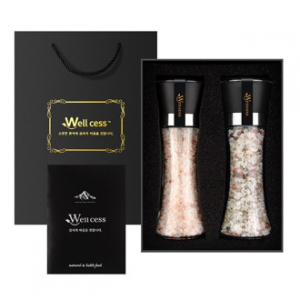 쉐프의 소금 웰세스 그라인더 선물세트 WG-242H, 히말라야핑크솔트 핑크소금 허브솔트 그라인더 기념품 답례품 명절 근로자의날 창립기념 선물세트