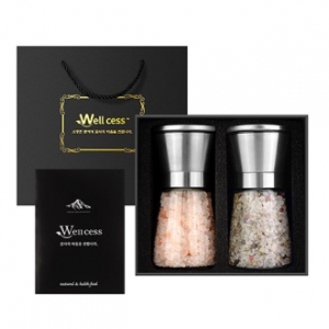 쉐프의 소금 웰세스 그라인더 선물세트 WG-202SH, 히말라야핑크솔트 핑크소금 허브솔트 그라인더 기념품 답례품 명절 근로자의날 창립기념 선물세트