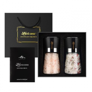 쉐프의 소금 웰세스 그라인더 선물세트 WG-202H, 히말라야핑크솔트 핑크소금 허브솔트 그라인더 기념품 답례품 명절선물 근로자의날 창립기념 선물세트