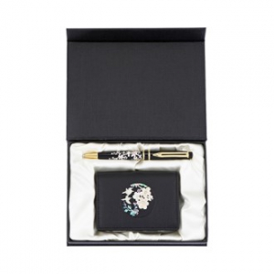 매화 나전 한지 가죽 명함지갑 (블랙)  명함케이스