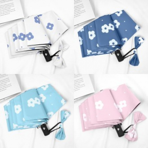 U012 데이지꽃 3단 자동우산, 답례품 접이식 양산 인쇄 소량 주문제작 우산