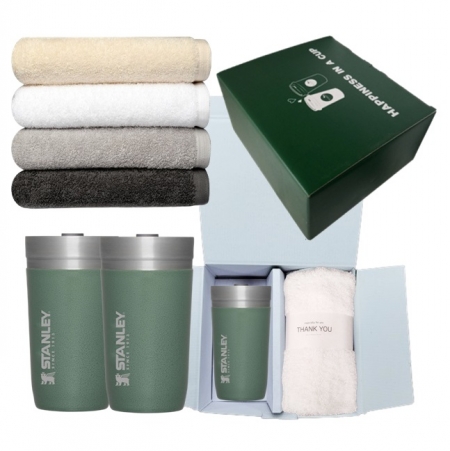 스탠리 고 진공 텀블러 473ml 그린 40수 영신타올 수건 해피니스 선물세트 #3