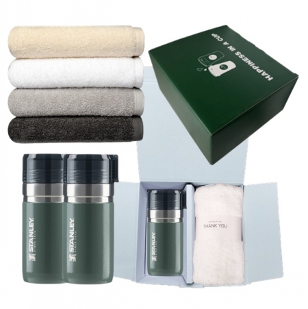 스탠리 고 진공 보틀 텀블러 473ml 그린 40수 영신타올 수건 해피니스 선물세트 #3