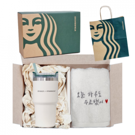 스타벅스 SS 스탠리 크림 켄처 텀블러 + 오수 영신타올 호텔수건 선물세트