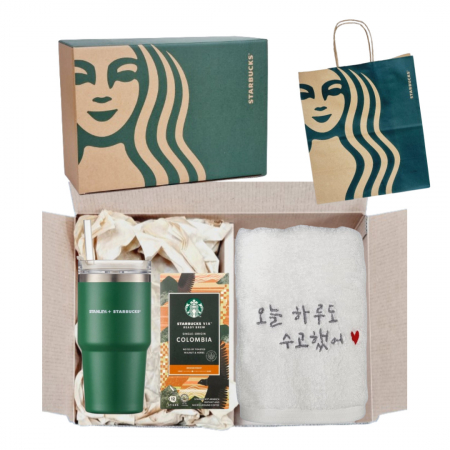 스타벅스 SS 스탠리 그린 켄처 텀블러 + 오수 영신타올 호텔수건 선물세트 + 비아커피 #2
