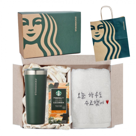 스타벅스 SS 우디 하우스 텀블러 + 오수 영신타올 호텔수건 선물세트 + 비아커피 #2