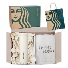 스타벅스 SS 화이트 아이리스 텀블러 + 오수 영신타올 호텔수건 선물세트
