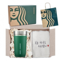 스타벅스 SS 그린 스탠리 아이슬란드 텀블러 + 오수 영신타올 호텔수건 선물세트