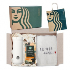 스타벅스 SS 나수 하우스 텀블러 + 오수 영신타올 호텔수건 선물세트 + 비아커피