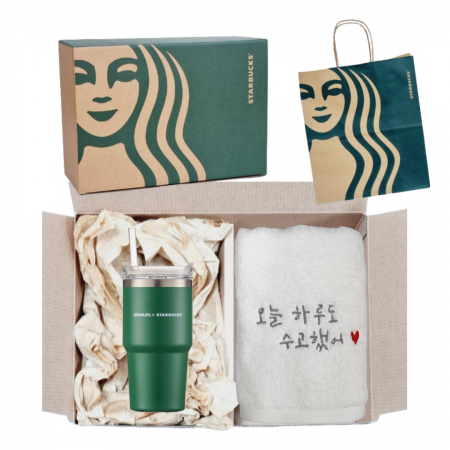스타벅스 SS 스탠리 그린 켄처 텀블러 + 오수 영신타올 호텔수건 선물세트 #2