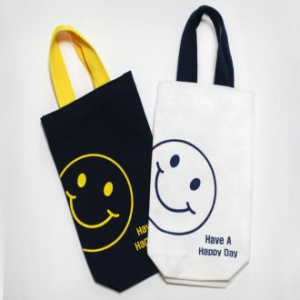 대형 스마일 에코백 풀칼라 로고 인쇄 미니 손가방 텀블러백 물병가방 학생 보조가방