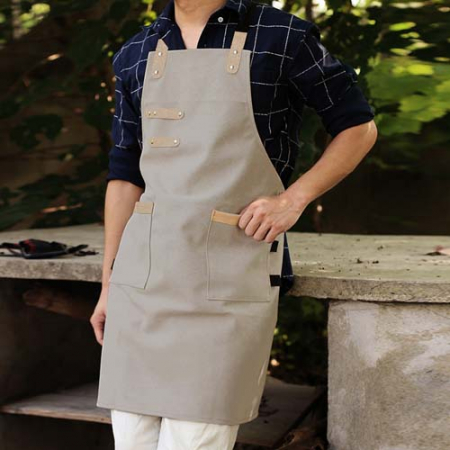 웨스턴 워싱 캔버스 앞치마(베이지) #2