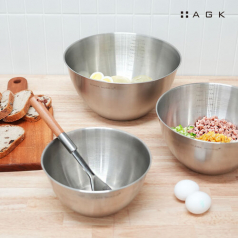 AGK 에델바이스 스테인레스 계량 믹싱볼 3SET