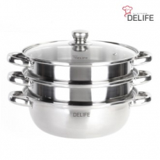 [DELIFE]스테인레스 인덕션 3단 찜솥 & 전골 냄비(28cm)